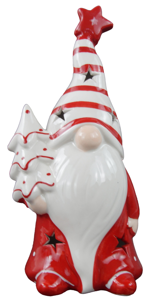 Weihnachtliches LED Wichtel mit gestreifter  Mütze - Höhe ca. 22 cm